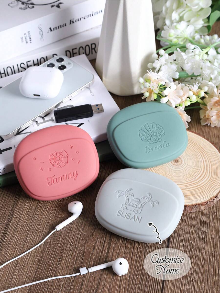 Bolsa de almacenamiento de vacaciones, bolsa de almacenamiento de silicona personalizada con grabado, monedero portátil personalizado, almacenamiento de auriculares, regalo ideal para amigos, familiares y eventos corporativos