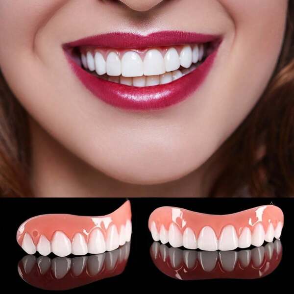 4 peças/conjunto de novos aparelhos dentários superiores e inferiores não porosos, dentaduras simuladas, decoração de dentes com sorriso perfeito