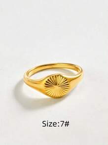 1pc Fashion Boho Sunbeam Ring, 18K Gold Plated Stainless Steel Wavy Adjustable Ring Size 5-10, Suitable For Men & Women, All Season Wear, Great For Mother's Day Gift
