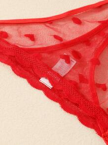 3 Stücke Damen sexy einfarbige süße romantische französische reife charmante elegante Strick-Mesh-Spitzen-Panty-Triangel-String, Frühling/Sommer/Herbst