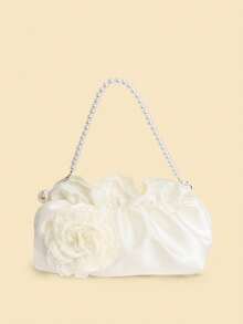 1pc Ruffle Cloud Mobile Phone Coin Purse Floral Pearl Hand-Held Clutch Bag - Handbag - View 2