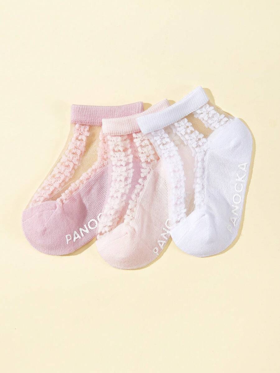 3 Pairs Baby & Kids Princess Style Super Thin Short Socks, Spring/Summer - Multicolor - View 1