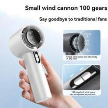 Rechargeable Handheld Turbo Fan, 9m/S High-Speed Airflow, 100 Speed Adjustable, USB Charging Portable Fan For Indoor & Outdoor Use, ABS Material, With Power Cord, Wearable Design, Button Control