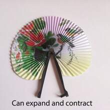 5pcs Random Color Travel Fan Chinese Style Mini Small Round Paper Fan Folding Fan With Flower, Bird, Landscape Painting Plastic Paper