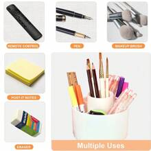 Organizador de Maquiagem Giratório de 360° Caixa de Armazenamento Sobre a Mesa, Suporte para Pincéis Cosméticos, Suporte para Lápis de Sobrancelha e Batom, Suporte Giratório Multicompartimento Redondo para Canetas, Organizador de Mesa para Artigos de Escritório e Cosméticos, Padrão Inicial de 26 Letras