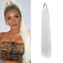 Braid DIY Ponytail Extensions Synthetic With Hair Tie Wrap Around Hair Braid Extensions Tail Rubber Band Hair Ring 28 Inch Ombre