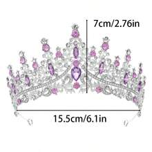 1pc Crystal Crown Tiara Headdress Ladies Bridal Headband For Birthday Party/Wedding/Prom/Halloween/Christmas