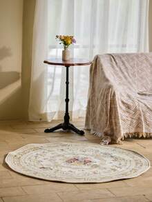 Cirelle 1 pièce Tapis rond fait à la main de style jacquard, tapis de style pastoral européen américain pour la décoration de la maison, convient pour la décoration des pièces, chambres, tables/chaises, tapis tissé à la machine, sans odeur de teinture, épaisseur modérée, convient pour toutes les saisons, facile à plier et à ranger, facile à nettoyer et à entretenir - Multicolore - Voir 4