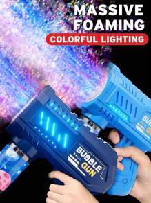 Máquina de burbujas de mano de verano, juguete automático de pistola de burbujas con un solo botón, regalo de juguete al aire libre para niños y niñas (incluido el líquido de burbujas, sin batería)