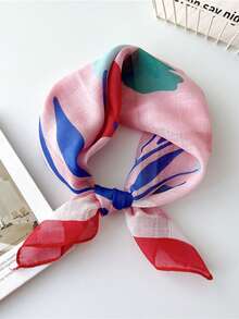 1pc Bohemian Women Small Silk Scarf, Square Scarf, Head Scarf, European & American Floral Print Linen Neckerchief, Bandana, Triangular Scarf For Summer Beach For Dress