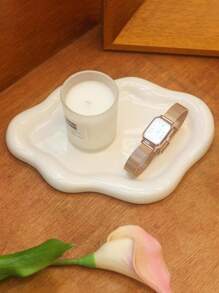 Ceramic Jewelry Tray, Decorative Cloud Vanity Key Tray For Women, Ring Holder Dish, Cute Jewelry Dish For Aesthetic Decor, White, Medium