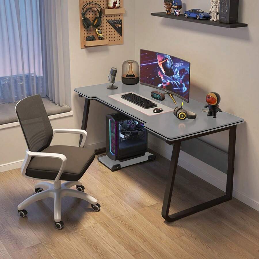 Computer Desk, PC Desk, Gaming Desk, Study Desk, Work Desk, Compact Desk, Width 80/100cm, Depth 50cm, Desk, For Work, Working From Home, Study Desk, Easy Assembly - 灰色 - 查看 1