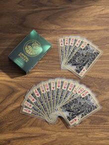 1 baraja de 55 cartas de juego de plástico transparente con gráficos impresos a color de dragón/tigre, resistente al agua, para juegos de mesa clásicos en casa, viajes o regalos de Navidad, Halloween y Acción de Gracias