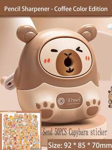 1pc Capybara Shaped Sharpener, Cute & Cartoonish, Multipurpose & Easy To Use Student Pencil Sharpener, Thick Material Durable Anti-Drop Alloy Blade, Suitable For Various Pencil Sizes Back To School