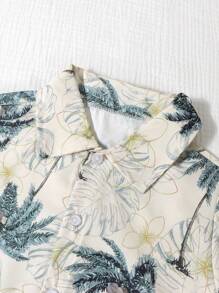 Boys Fashion Tie-Dye Short Sleeve T-Shirt, Korean Style Children Summer Graphic Allover Print Shirt Set