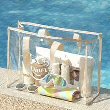 Clear Tote Bag Transparent Large Capacity Handbag For Travel & Concert Beach - Beige - View 2