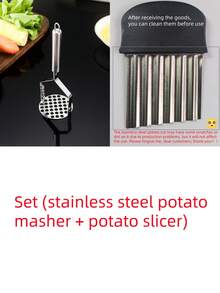 1pc Stainless Steel Potato Masher, Ins Style Design, Multifunctional Stainless Steel Potato Ricer, Non-Slip Potato Masher, Kitchen Tool, For Making Smooth Mashed Potatoes, Baby Food, Baking, Stainless Steel, Material