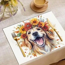 1/4/6/8/12 Stück bedruckte waschbare Tischsets aus Leinen, Oberflächenschutzmatten, Tischsets für Innen und Außen, geeignet für Feierlichkeiten, Küchen- und Esszimmerdekoration