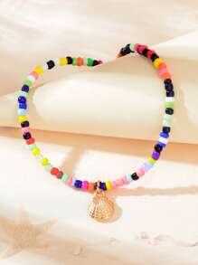 1 Pc Summer Beach Jewelry Colorful Beads Chain Shell Charm Anklet Bracelet Handmade Bohemia Vacation Foot Jewelry