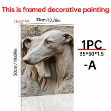 1pc Vintage Greyhound 2D Relief Sculpture Canvas Art, Hyper Realistic Framed Wooden Wall Decor For Home, Family Cabins, Corridors, Bedrooms,Canvas Wall Art,Posters For Room,Home Decor,Room Decor Aesthetic, Animals Room Decoration Stuff.Optional Frame