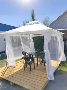 4/2/1 pieza Cortinas de mosquitero de tul blanco para uso en exteriores, cortinas de tul traslúcido con bolsillos para varilla, transpirables y de altura ajustable, aptas para gazebos, patios, cabañas, jardines, porches, pasillos y balcones