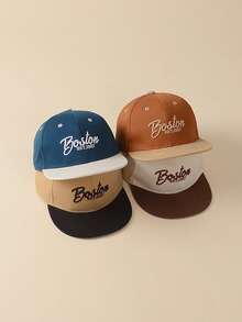 1pc Children Unisex Embroidered Letter Flat Brim Fashionable Streetwear Hip Hop Baseball Cap - 1PC - View 2
