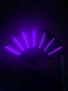 Abanico plegable grande con luces LED para fiesta, regalo, espectáculo, boda, cumpleaños, decoración del hogar, discoteca, accesorios fluorescentes, cosplay, que brilla en la oscuridad (sin batería)