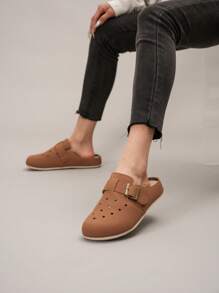 2025 Summer Women's New Open Toe Flats Slip-On Vintage Backless Slippers, Breathable Soft Sole Anti-Slip Anti-Odor Indoor Slippers