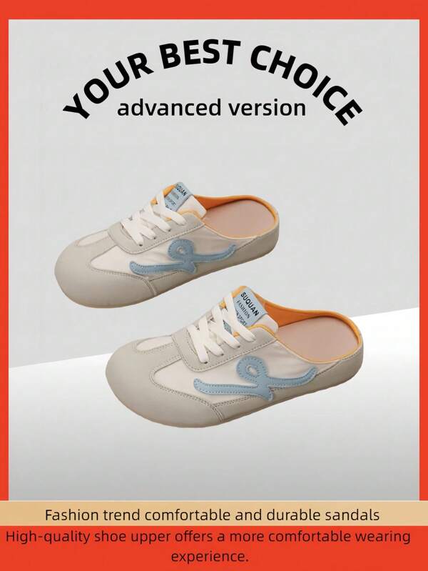 2025 Spring/Summer New Retro Color Block Platform Closed Toe Mule Sandals, Breathable Mesh Soft Sole Slip-On Loafers, Pregnant Women