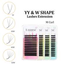 Lashine Lashine 12 Rows M Curl YY 3DW 4DW 5DW 6DW Lashs0.07mm 7-13mm Mix Natural Soft W Shape Lashes Supplies Premade Volume Fan Lashes Extension