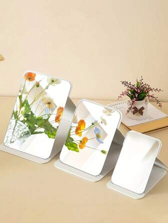 1 件简易便携式化妆镜，适用于浴室、办公桌和家庭，可调节桌面手持镜，适用于学生宿舍梳妆台、家庭和浴室装饰秋季装饰化妆收纳浴室配件返校