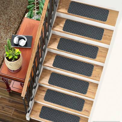 1/7/15 件地毯楼梯踏板，防滑室内地毯，55 厘米 x 19 厘米楼梯垫，木质台阶防滑地毯，防滑宠物安全，防滑自粘垫楼梯踏板 - 可机洗室内安全垫，适用于宠物和老年人