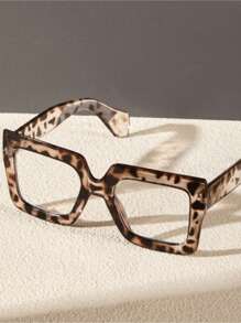 1/4pcs Women Geometric Large Frame Plastic Casual Style Classic Chunky Modern Simple Style Portable Glasses Combination For Driving Daily Life Reading Decoration