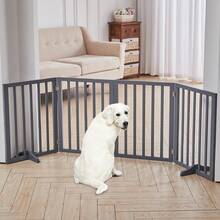 Livingandhome Wooden Foldable Freestanding Pet Gate With 3/4 Panels - White - View 6