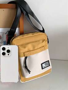 Minimalist Casual Men's Letter Messenger Bag - White - View 4