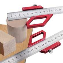 Bloque de posicionamiento de regla de acero para carpintería, buscador central, medidor de marcado de línea de trazador de ángulo de 45/60/90 grados para localizador de regla UCEK - 1 bloque y regla - Ver 7