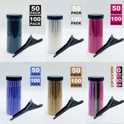 200/100/50+1-Pack Pre-Rolled Cones Kit: 100/50pcs King Size 110mm Tapered Cones + 1pc Cone Loader | Slow Burning Multicolor Rolling Papers With Filters & Packing Tubes | Single Use Smoking Accessories