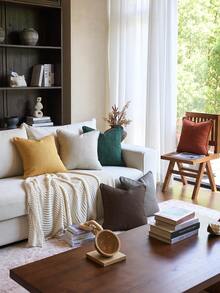 1 Vỏ gối (Không có ruột) - Vỏ gối trang trí họa tiết lưới cá Jacquard sang trọng hiện đại, thích hợp cho gia đình, ghế sofa, trang trí giường, mọi mùa - màu nâu - Xem 7