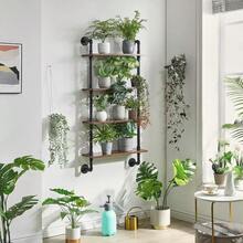 4 Tier Industrial Pipe Wall Shelves Rustic Storage Racks Floating Shelves Wall Shelves Kitchen Spice Rack For Bedroom Kitchen Living Room Bathroom HWS002H - 4tiers - View 6