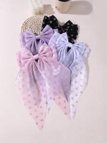 1 pieza/4 piezas Pinzas para el cabello de mujer minimalistas y elegantes con estampado de lazo de satén colorido, pinzas para el cabello con lazo de cinta adecuadas para uso diario, accesorios lindos