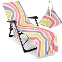 1pc Striped Super Fine Fiber Beach Chair Cover, Water Absorbent Beach Chair Tote Bag, Casual Vacation Sunbed Lounger Cover For Beach, Garden, HotelTravel Essentials Travel Accessories Beach Essentials