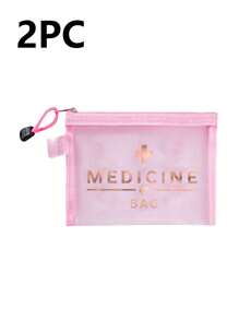 Mesh Cosmetic Bag With "Medicine" , Portable Storage Bag, Makeup Bag, Skincare Bag, Travel Essentials, Dormitory Supplies, Wedding Bride Gifts, Mother's Day Gift, Birthday Gifts, Gifts For Friends And Teachers, Medicine Storage Bag,Bathroom Storage, Jewelry Storage, Lip Oil And Cosmetics Storage Bag,Student Dormitory Wash Bag,Gift To Wife, Family, Friends, Colleagues