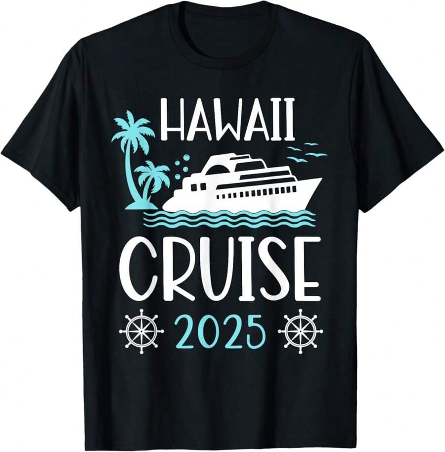 Hawa Cruise 2025 Vacation T Matching Family Group T-Shirt Gift For Dad Gift For Grandma Mother's Day Gift For Mom - Black - View 1