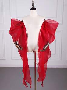 1 对长款白色透明雪纺可拆卸新娘袖，水晶薄纱飘逸袖口，适合婚纱、连衣裙、角色扮演、拍照道具的多功能配饰，秋季配饰 - 多色 - 查看 4