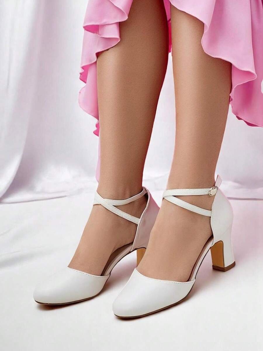-Leather Women's Pumps - White - View 1