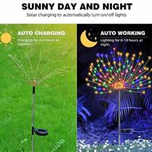 1/2/4pcs Solar Powered Fireworks Lights, 60/120/240 LED Outdoor Waterproof Lawn Lamps For Garden, Wedding, Party, Patio, Holiday Decoration Colorful Solar Lights