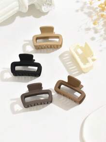 Set de 5 pinzas de pelo cuadradas huecas simples de color beige mate, accesorios para coleta, pinzas de pelo, pasadores de pelo, ganchos de pelo, sujetadores de pelo, recogedor de pelo para mujer, para vacaciones y atuendos de invierno