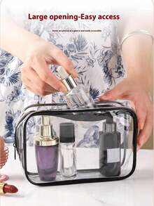 5pcs Transparent PVC Zipper Cosmetic Bag Set, Portable Clear Toiletry Bag, Business Travel, Vacation, Bathroom Storage Travel Zipper Pouch, Minimalist Unisex Clear Organizer Bag, EVA Toiletry Cosmetic Bag Set, Transparent Zipper, Travel Organizer Bag. Suitable For Backpack, Travel Essential, Beach Vacation. - Multicolor - View 8