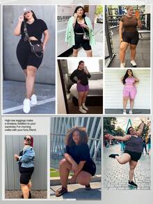 3 Pack Plus Size  1 Black 1 Gray Leopard Print 1 Brown Leopard Print Women's  Biker Shorts High Waist Yoga Workout Gym Running Volleyball Spandex Shorts With Pockets  Plus Size Biker Shorts For Women Black High Waisted Tummy Control Spandex Workout Shorts - 彩色 - 查看 6