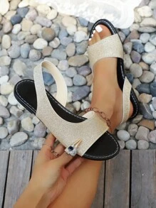 New Spring & Summer Slip-On Casual Simple Fashionable Comfortable Solid Color Flat Sandals For Women